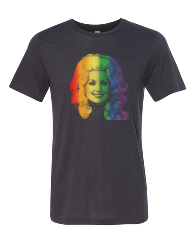 Dolly Pride Rainbow in t-shirt and tank top