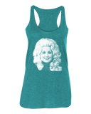 Dolly Parton Halftone Racerback Tank Top - Ladies