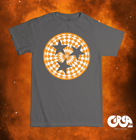 Tri Star / Tennessee Flag in Mandala Circle Orange and White