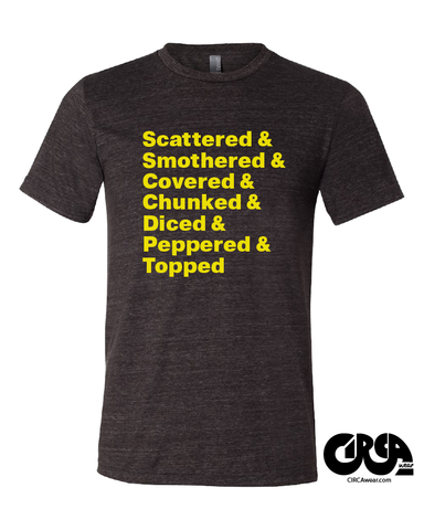 Waffle House hashbrown shirt - yellow or black Scattered & Smothered & Topped